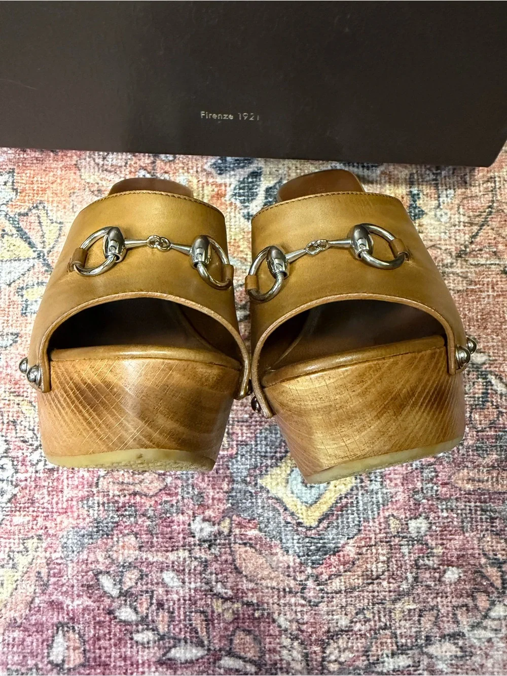 Vintage Gucci Women's Tan Leather Horsebit Platform Mules - Picture 7 of 7